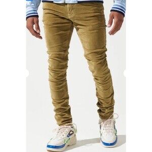 NEW Serenade Men Olive Corduroy Stretch Skinny Jeans LosAngeles Pockets Sz 32x33